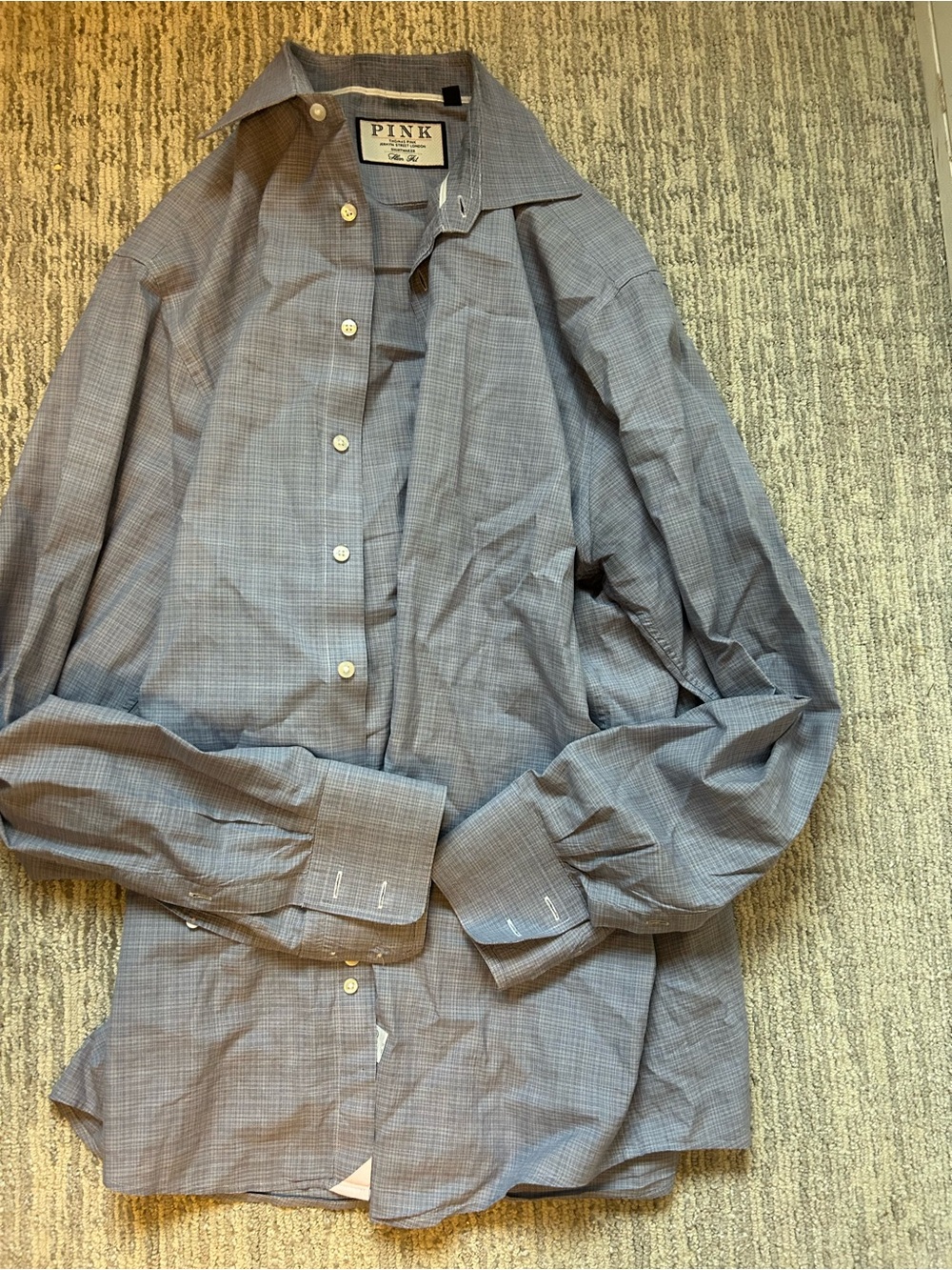 Thomas Pink Men's Gray Micro-Check Dress Shirt